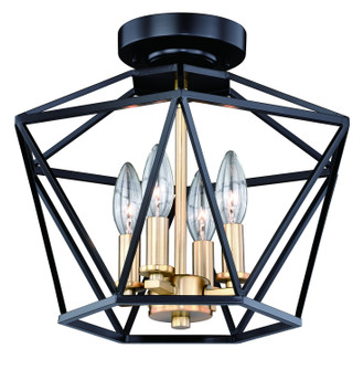 Turin Four Light Semi Flush Mount in Noble Bronze and Natural Brass (63|C0174)