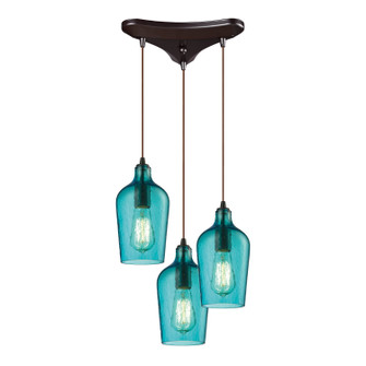 Hammered Glass Three Light Pendant in Oil Rubbed Bronze (45|10331/3HAQ)