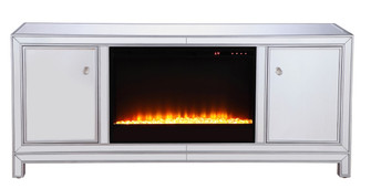 Modern TV Stand With Fireplace Insert in Antique Silver (173|MF701S-F2)