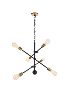 Axel Six Light Pendant in Black and Brass (173|LD8006D29BK)