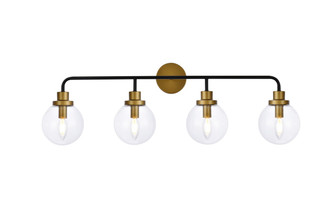 Hanson Four Light Bath in Black and Brass and Clear Shade (173|LD7037W38BRB)