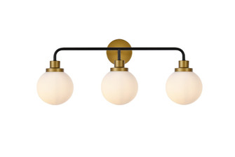 Hanson Three Light Bath in Black and Brass and Frosted Shade (173|LD7034W28BRB)