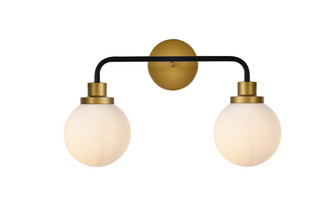 Hanson Two Light Bath in Black and Brass and Frosted Shade (173|LD7032W19BRB)