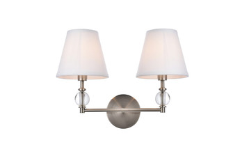 Bethany Two Light Bath in satin nickel and White Fabric Shade (173|LD7022W15SN)