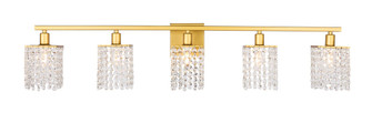 Phineas Five Light Wall Sconce in Brass and Clear Crystals (173|LD7014BR)