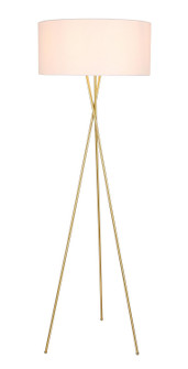 Cason One Light Floor Lamp in Brass and White shade (173|LD6191BR)