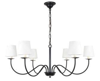 Eclipse Six Light Chandelier in Black and White shade (173|LD6103D37BK)