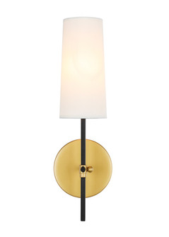Mel One Light Wall Sconce in Brass and Black and White shade (173|LD6004W5BRBK)