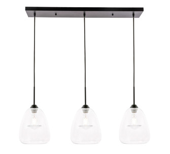 Kason Three Light Pendant in Black and Clear glass (173|LD5032D36BK)