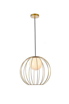 Wetzel One Light Pendant in Brass and White (173|LD2345BR)