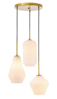 Gene Three Light Pendant in Brass and Frosted white glass (173|LD2269BR)