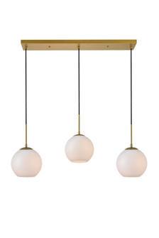 BAXTER Three Light Pendant in Brass and frosted white (173|LD2237BR)