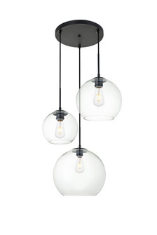 BAXTER Three Light Pendant in Black and Clear (173|LD2218BK)