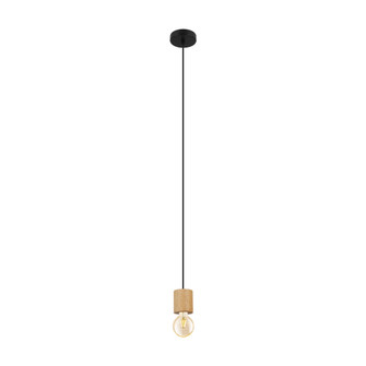 Turialdo One Light Pendant in Black, Natural Wood (217|99078A)