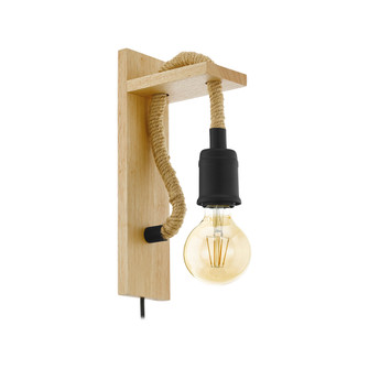 Rampside One Light Wall Sconce in Black, Natural Wood (217|43197A)