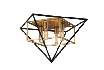 Pryor Four Light Ceiling Mount in Antique Gold/Black (217|204685A)
