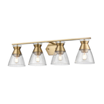 Sunnybrook Four Light Vanity in Brass With Crackle Glass (214|DVP47444BR-CRK)