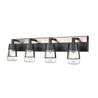 Lake Of The Woods Four Light Vanity in Ebony And Satin Nickel With Clear Glass (214|DVP44444EB+SN-CL)