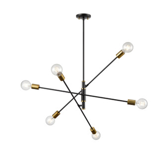 Lake Loft Six Light Pendant in Brass And Graphite (214|DVP41124BR+GR)