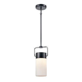 Tuxedo One Light Pendant in Ebony And Chrome With Half Opal Glass (214|DVP40721EB+CH-OP)