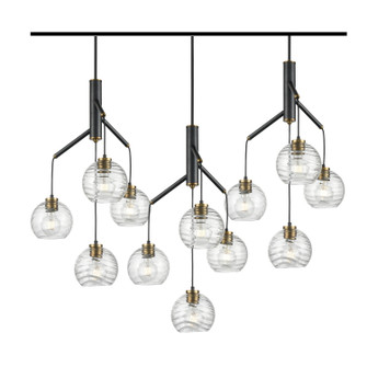 Tropea 12 Light Linear Pendant in Brass And Graphite With Ripple Glass (214|DVP40457BR+GR-RPG)