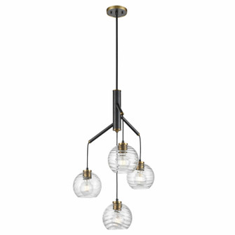 Tropea Four Light Pendant in Brass And Graphite With Ripple Glass (214|DVP40424BR+GR-RPG)