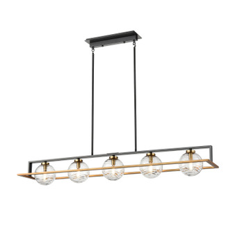 Tropea Five Light Linear Pendant in Brass And Graphite With Ripple Glass (214|DVP40402BR+GR-RPG)