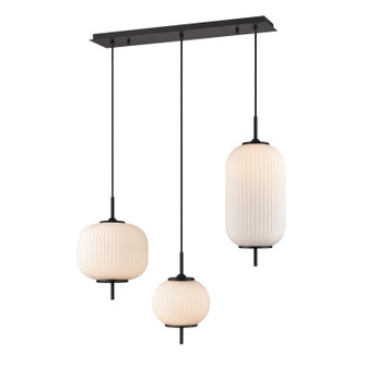 Mount Pearl Three Light Linear in Graphite With Ribbed Opal Glass (214|DVP40053GR-RIO)