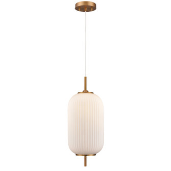 Mount Pearl One Light Pendant in Brass With Ribbed Opal Glass (214|DVP40005BR-RIO)