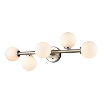 Alouette Five Light Vanity in Chrome And Buffed Nickel With Half Opal Glass (214|DVP34543CH+BN-OP)