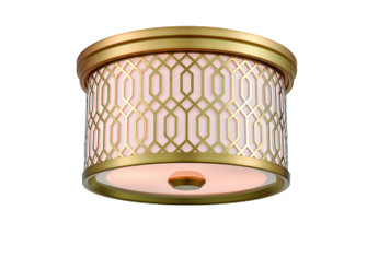 Tortona Two Light Flush Mount in Venetian Brass With Sateen White Shade (214|DVP33932VBR-SW)