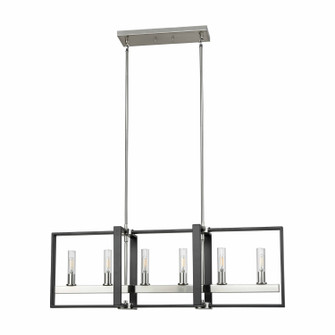 Blairmore Six Light Linear Pendant in Satin Nickel And Graphite With Clear Glass (214|DVP30202SN+GR-CL)