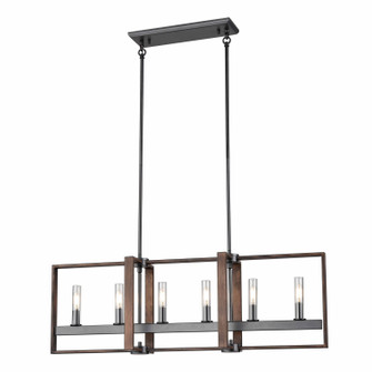 Blairmore Six Light Linear Pendant in Ironwood On Metal And Graphite (214|DVP30202GR+IW-CL)