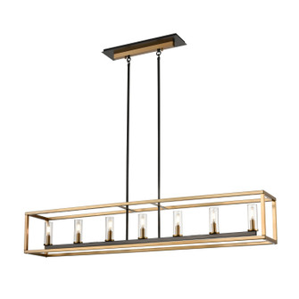 Sambre Seven Light Linear Pendant in Multiple Finishes And Brass And Graphite With Clear Glass (214|DVP28104MF+BR+GR-CL)