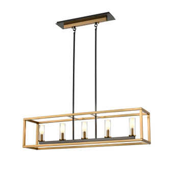 Sambre Five Light Linear Pendant in Multiple Finishes And Brass And Graphite With Clear Glass (214|DVP28102MF+BR+GR-CL)