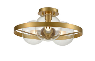 Courcelette Three Light Semi-Flush Mount in Venetian Brass With Clear Glass (214|DVP27011VBR-CL)