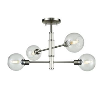 Ocean Drive Four Light Semi-Flush Mount in Satin Nickel And Chrome With Clear Glass (214|DVP20812SN/CH-CL)