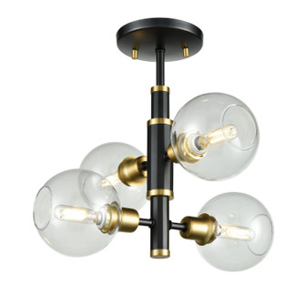 Ocean Drive Four Light Semi-Flush Mount in Venetian Brass And Graphite With Clear Glass (214|DVP20811VBR+GR-CL)