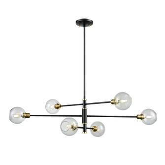 Ocean Drive Six Light Linear Pendant in Venetian Brass And Graphite With Clear Glass (214|DVP20802VBR+GR-CL)