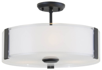 Zurich Three Light Semi-Flush Mount in Graphite With Silk Screened Opal Glass (214|DVP14512GR-SSOP)