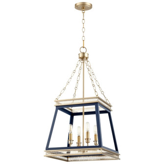 Four Light Pendant in Blue And Aged Brass (208|10904)