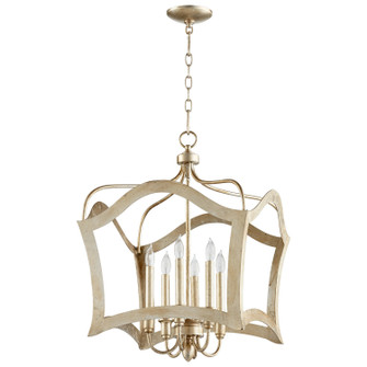 Milan Six Light Pendant in Aged Silver Leaf (208|06581)