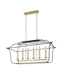 Tudor Six Light Island/Pool Table Chandelier in Satin Gold & Black (401|1223P36-6-602)