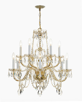 Traditional Crystal 12 Light Chandelier in Polished Brass (60|1135-PB-CL-SAQ)