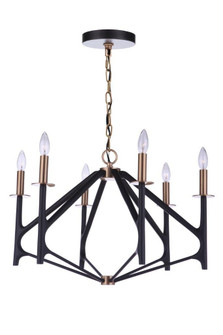 The Reserve Six Light Chandelier in Flat Black/Satin Brass (46|55526-FBSB)