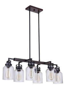 Foxwood Six Light Island Pendant in Flat Black / Dark Teak (46|53676-FBDT)