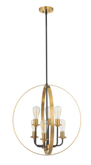 Randolph Six Light Foyer Pendant in Flat Black/Satin Brass (46|50336-FBSB)