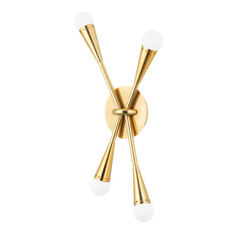 Aries Four Light Wall Sconce in Vintage Polished Brass/Deep Bronze (68|401-04-VPB/BBR)