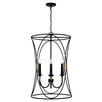 Amara Four Light Foyer Pendant in Matte Black with Brass (65|545641KB)