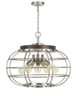 Liberty Five Light Chandelier in Brushed Steel/Wood (225|FX-3719-5)